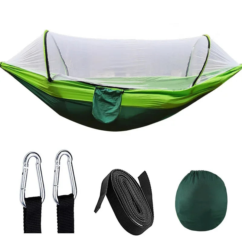 Outdoor Camping Hammock High Strength Parachute Fabric With Mosquito Net Lightweight Hanging Hammocks Hanging Bed Net 250x120cm