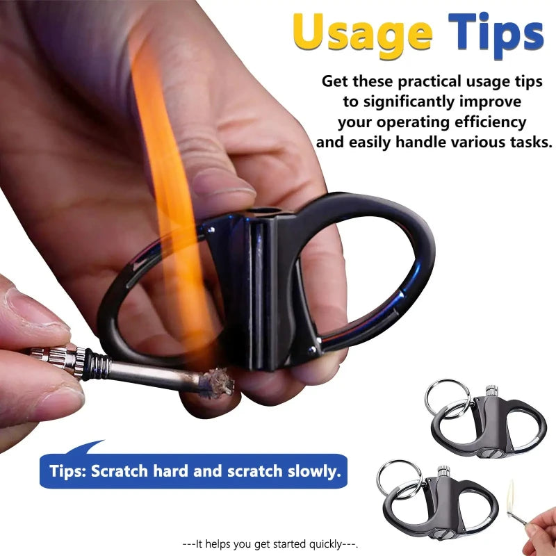 Keychain Fire Starter Reusable Windproof Metal Lighter