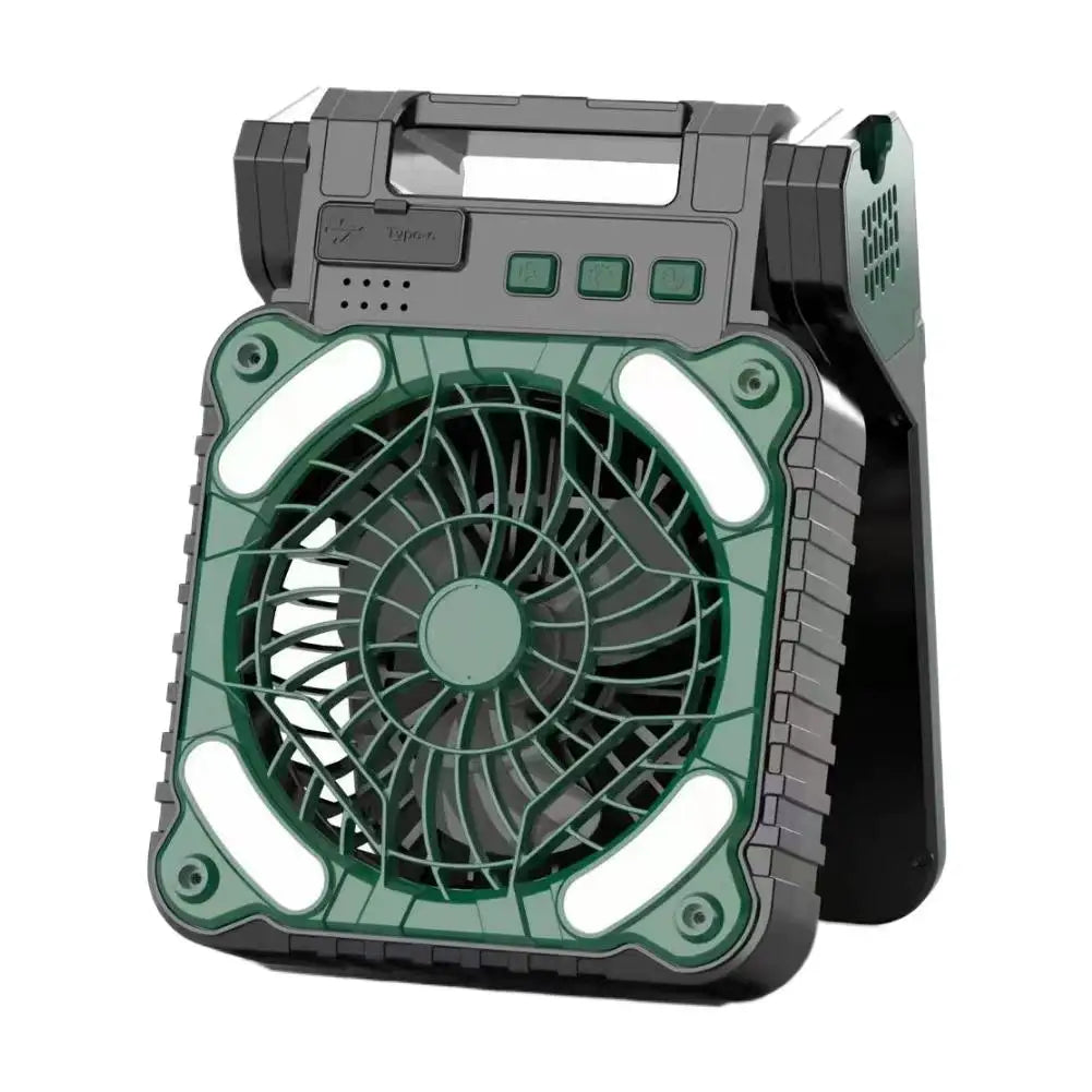 Solar Camping Fan & LED Light with USB & Power Bank
