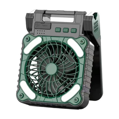 Solar Camping Fan & LED Light with USB & Power Bank