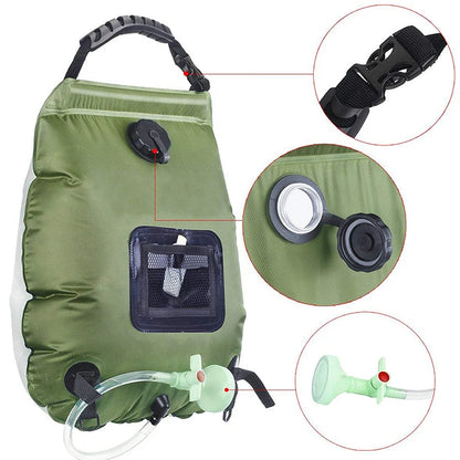 20L Solar Shower Bag for Camping with Hose & Shower Head
