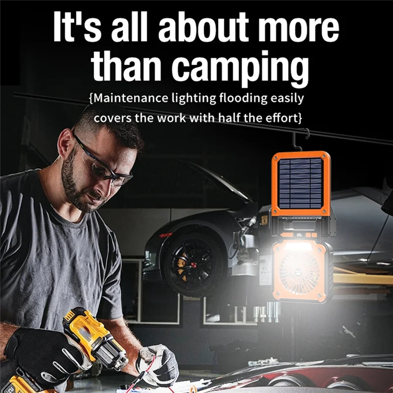 FYBL Solar Fan with Tent LED Lights & USB Charging