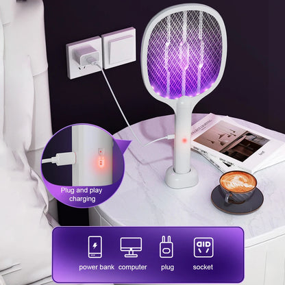 Foldable 3000V Electric Mosquito Swatter Lamp
