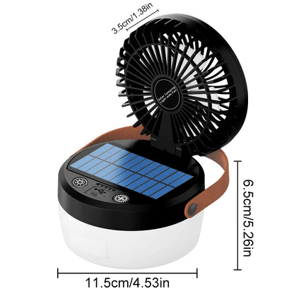 Outdoor Solar Fan Lantern – 4 Light Modes & Camping Lamp