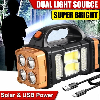 4-Mode LED+COB Solar Camping Lantern with Power Bank