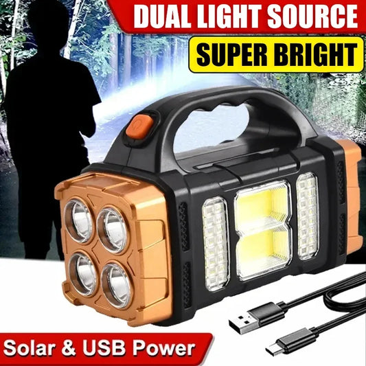 4-Mode LED+COB Solar Camping Lantern with Power Bank